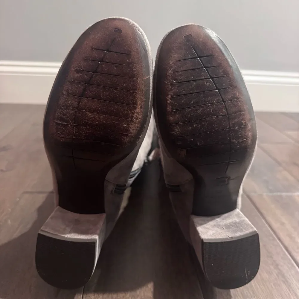Cole Haan Elnora Gray Suede Over the Knee Chunky Heel Boots 8B